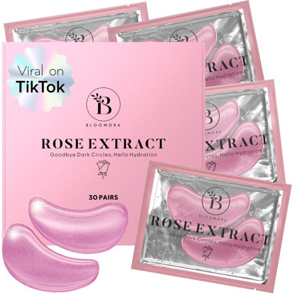 Picture of BLOOMORA Rose Under Eye Patches (30 Pairs) Under Eye Patches for Dark Circles, Under Eye Patches for Puffy Eyes and Dark Circles, Under Eye Mask, Puffy Eyes Treatment, Eye Care, Eye Masks Bulk