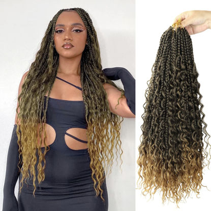 Picture of Goddess Box Braids Crochet Hair With Curly Ends 22 Inch Bohomian Box Braids Crochet Braids 8 Packs 3X Crochet Braids Synthetic Braiding Hair Extension for Black Women(22 Inch (Pack of 8), T27)…