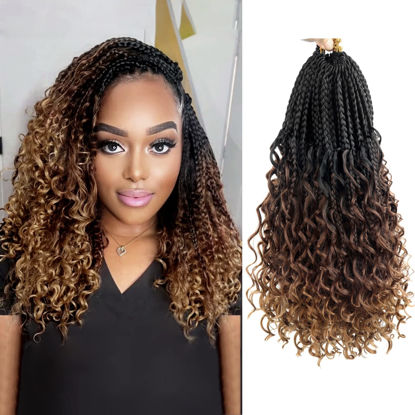 Picture of Goddess Box Braids Crochet Hair With Curly Ends 14 Inch Bohomian Box Braids Crochet Braids 8 Packs 3X Crochet Braids Synthetic Braiding Hair Extension for Black Women (14 Inch (Pack of 8), T1B 30 33)…