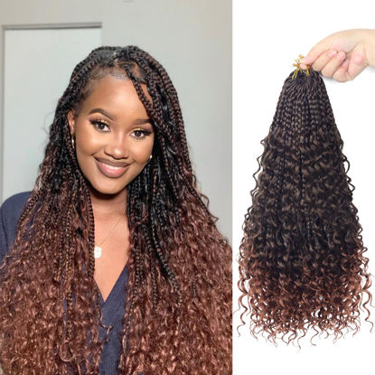 Picture of Goddess Box Braids Crochet Hair With Curly Ends 16 Inch Bohomian Box Braids Crochet Braids 8 Packs 3X Crochet Braids Synthetic Braiding Hair Extension for Black Women (16 Inch (Pack of 8), T350)…