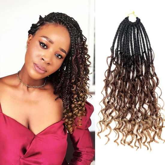 Picture of Goddess Box Braids Crochet Hair With Curly Ends 12 Inch Bohomian Box Braids Crochet Braids 1 Packs 3X Crochet Braids Synthetic Braiding Hair Extension for Black Women (12 Inch (Pack of 1), 1B-33-30)……