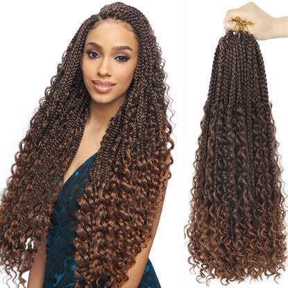 Picture of Goddess Box Braids Crochet Hair With Curly Ends 20 Inch Bohomian Box Braids Crochet Braids 8 Packs 3X Crochet Braids Synthetic Braiding Hair Extension for Black Women (20 Inch (Pack of 8), T30)………