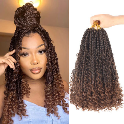 Picture of Goddess Box Braids Crochet Hair With Curly Ends 12 Inch Bohomian Box Braids Crochet Braids 8 Packs 3X Crochet Braids Synthetic Braiding Hair Extension for Black Women(12 Inch (Pack of 8), T1B 30)…