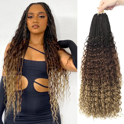 Picture of Goddess Box Braids Crochet Hair With Curly Ends 22 Inch Bohomian Box Braids Crochet Braids 8 Packs 3X Crochet Braids Synthetic Braiding Hair Extension for Black Women (22 Inch (Pack of 8), 4-30-27)……