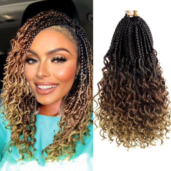 Picture of Goddess Box Braids Crochet Hair With Curly Ends 8 Inch Bohomian Box Braids Crochet Braids 8 Packs 3X Crochet Braids Synthetic Braiding Hair Extension for Black Women (8 Inch (Pack of 8), 4-30-27)……