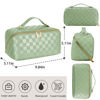 Picture of ALEXTINA Travel Makeup Bag, Vegan Leather Large Capacity Cosmetic Bags for Women,Waterproof Portable Pouch Open Flat Toiletry Bag Makeup Bag Organizer with Fixed Divider, Green