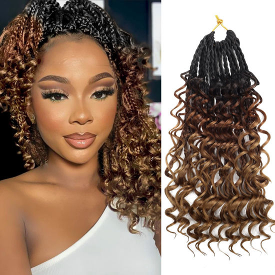 Picture of Goddess Box Braids Crochet Hair With Curly Ends 8 Inch Bohomian Box Braids Crochet Braids 1 Packs 3X Crochet Braids Synthetic Braiding Hair Extension for Black Women (8 Inch (Pack of 1), 1B-33-30)……
