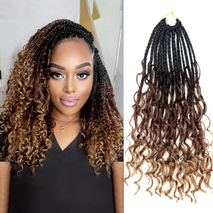 Picture of Goddess Box Braids Crochet Hair With Curly Ends 14 Inch Bohomian Box Braids Crochet Braids 1 Packs 3X Crochet Braids Synthetic Braiding Hair Extension for Black Women (14 Inch (Pack of 1), 1B-33-30)……