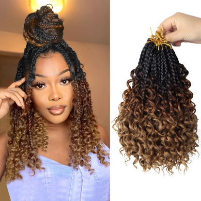 Picture of Goddess Box Braids Crochet Hair With Curly Ends 8 Inch Bohomian Box Braids Crochet Braids 8 Packs 3X Crochet Braids Synthetic Braiding Hair Extension for Black Women (8 Inch (Pack of 8), T1B-33-30)………