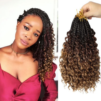Picture of Goddess Box Braids Crochet Hair With Curly Ends 12 Inch Bohomian Box Braids Crochet Braids 8 Packs 3X Crochet Braids Synthetic Braiding Hair Extension for Black Women (12 Inch (Pack of 8), T1B 30 33)…