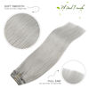 Picture of WindTouch Clip In Hair Extensions Remy Human Hair 70g 15Inch 7PCS per pack Straight Gray Hair Extensions
