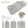 Picture of WindTouch Clip in Hair Extensions Real Human Hair Gray (70g 18Inch 7PCS) Thick Hair Extensions for women