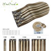 Picture of WindTouch Clip in Hair Extensions Human Hair Extensions #4P613 Medium Brown to Blonde Highlights 22Inch 70g 7PCS Clip in Hair Extensions Real Human Hair
