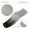 Picture of WindTouch Clip in Hair Extensions Human Hair Extensions 7pcs 15 inch Hair Extensions Real Human Hair Clip Ins Natural Black Fading to Gray Hair Extensions