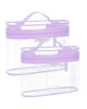 Picture of BAGSMART TSA Approved Toiletry Bag, 2 Pack Clear Makeup Cosmetic Bag Organizer, Quart Size Travel Bag for Toiletries, Carry-on Travel Accessories Essentials, Purple-2pcs