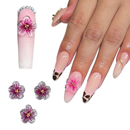 Picture of Set 8Pcs Gel 3D Flowers Nails Charms Handmade by Gel, Design For Medium & Long Nail 3D Flower For Nail Art Floral Salon Decor For Women Girls (Apricot Rose - Large)