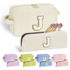 Picture of YOOLIFE Teen Girl Gifts Trendy Stuff - Travel Makeup Bag Makeup Bags for Women Cosmetic Bag with Brush Pouch Cute Makeup Bag Personalized Sister Daughter Girlfriend Gifts for Women Her White Letter J