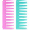 Picture of Patelai Wide-Tooth Comb for Curly Hair, Large Hair Detangling Comb for Wet Dry Hair - Cyan, Rose Red, 2 Count (Pack of 1), Unisex, Hair Comb