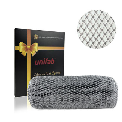Picture of Unifab African Net Sponge Authentic Real African Exfoliating Net Bath Sponge Wash Cloth Exfoliating Washcloth African Net Cloth Body Scrubber for Shower Gray