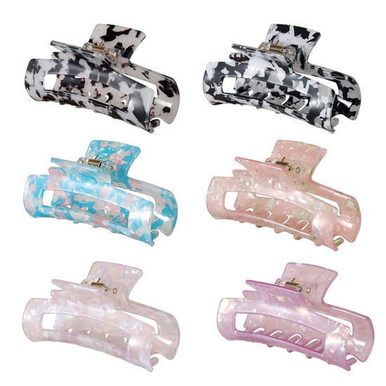 Picture of Multi -colored Hair Claw Clips, Acetate Hair Banana Barrettes, French Butterfly Jaw ClipsPrint Stylish Hair Accessories for Girls and Women
