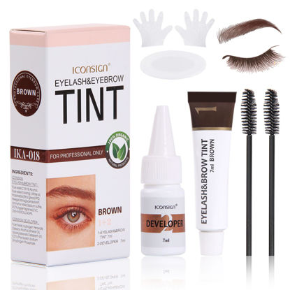 Picture of 2 in 1 Purely Natural Eyebrow Tint, Professional Eyelash & Eyebrow Tinting Kit, Instant Eyebrow Dye Lasting for 4-6 Weeks, DIY Brow Tint for Salon and Home Use (Brown)