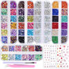 Picture of editTime 5 Boxes Shiny Colorful Nail Art Rhinestones Kit 3D Flatback Horse Eye Rhinestones Irregular Nail Stone and 4 Sheets Flower Nail Stickers with a Curved Tweezers and a Nail Brush (multicolor)