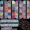 Picture of editTime 5 Boxes Shiny Colorful Nail Art Rhinestones Kit 3D Flatback Horse Eye Rhinestones Irregular Nail Stone and 4 Sheets Flower Nail Stickers with a Curved Tweezers and a Nail Brush (multicolor)