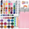 Picture of FANDAMEI Nail Art Kit, Nail Design Tools Kit with Nail Art Brushes, Nail Dotting Tools,Fine Glitter,Nail Butterfly, Nail Heart Glitter Sequins, Nail Foil Flakes, Nail Art Rhinestones, Nail Dust Brush