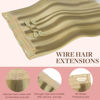 Picture of GOO GOO Wire Hair Extensions Real Human Hair, 12inch 100g Light Blonde Highlighted Blonde, Invisible Wire Hair Extensions with Transparent, Seamless Fish Line Hairpiece, Straight Remy Hair Extensions