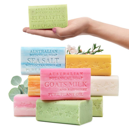 Picture of Australian Botanical Soap, Pure Plant Oil Soaps, 8 Bar Soap Variety Pack | 6.6 oz (187g) Natural Soap Base | All Skin Types | Women & Men | Shea Butter Enriched Bar Soap - Pack of 8