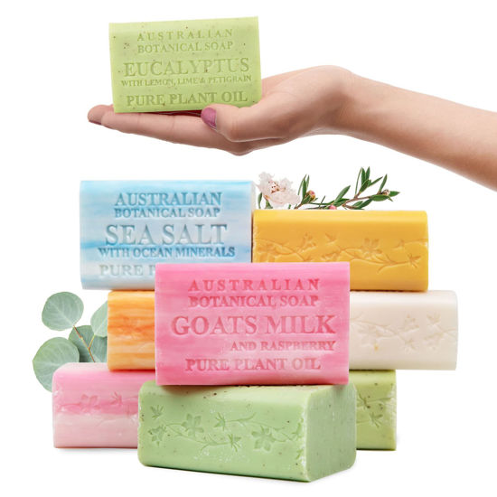 Picture of Australian Botanical Soap, Pure Plant Oil Soaps, 8 Bar Soap Variety Pack | 6.6 oz (187g) Natural Soap Base | All Skin Types | Women & Men | Shea Butter Enriched Bar Soap - Pack of 8