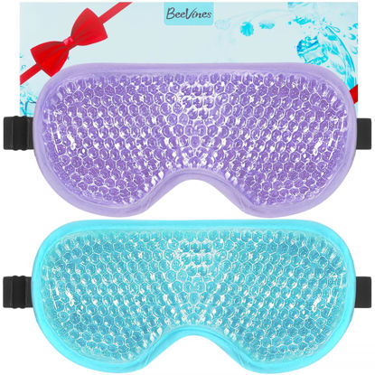 Picture of BeeVines Gel Eye Mask, 2 Pack Cooling Ice Masks for Puffy Eyes for Men & Women, Cold & Warm Compress for Post Surgery, Puffiness, Allergies, Sinuses & Migraines Treatment(Blue & Purple)