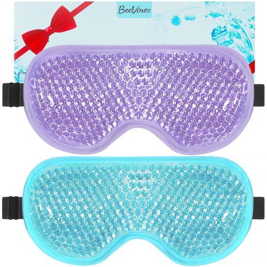 Picture of BeeVines Gel Eye Mask, 2 Pack Cooling Ice Masks for Puffy Eyes for Men & Women, Cold & Warm Compress for Post Surgery, Puffiness, Allergies, Sinuses & Migraines Treatment(Blue & Purple)