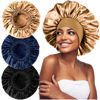 Picture of 3PCS Extra Large Satin Bonnets for Sleeping, Hair Bonnets for Black Women Braids Curly Hair, F