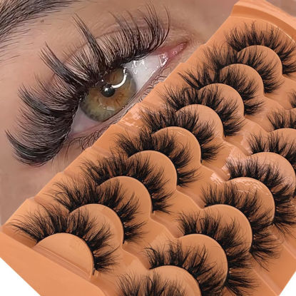 Picture of HBZGTLAD Soft Mink Eyelashes 3D Curl Winged End Eye Elongated Fake Lashes Thick Handmade Natural False Eyelash Messy Cross Lash Wholesale (HU-2)