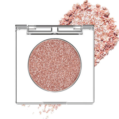 Picture of Single Rose Gold Brown Glitter Shimmer Eyeshadow,Bright High Pigment Intense Monochrome Eye Shadow,Buildable Sparkly Eye Glitter Shimmer Finish,24 Hour Eye Makeup Longwear Waterproof,Blendable
