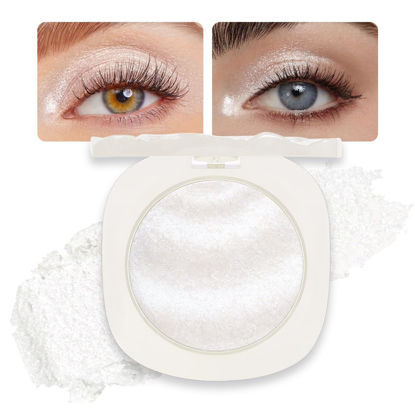 Picture of CAKAILA Single Glitter Shimmer White Eyeshadow,Bright High Pigment Intense Monochrome Eye Shadow,Buildable Sparkly Eye Glitter Shimmer Finish,24 Hour Eye Makeup Longwear Waterproof,Blendable