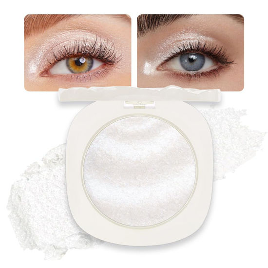 Picture of CAKAILA Single Glitter Shimmer White Eyeshadow,Bright High Pigment Intense Monochrome Eye Shadow,Buildable Sparkly Eye Glitter Shimmer Finish,24 Hour Eye Makeup Longwear Waterproof,Blendable