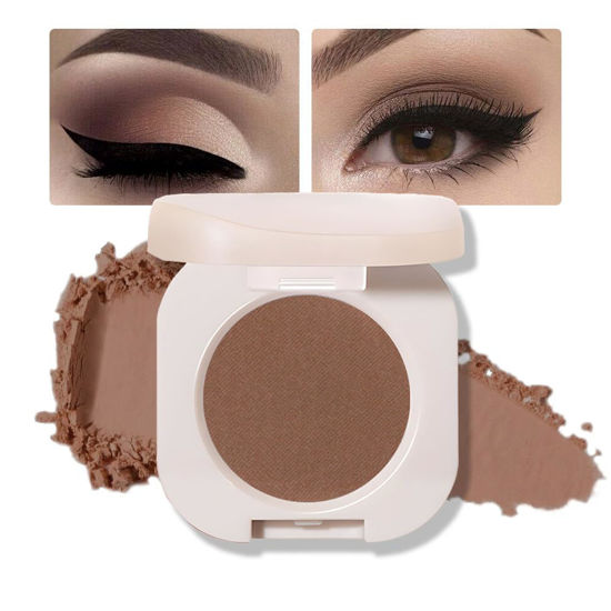 Picture of Single Nude Coffee Brown Matte Eyeshadow,Bright High Pigment Intense Monochrome Eye Shadow,Apply Makeup Easily,Matte Pressed Powder Single Eyeshadow,24 Hour Eye Makeup Longwear Waterproof,Blendable