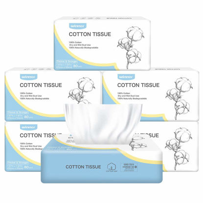 Picture of Winner Disposable Face Towel - 100% USA Cotton Face Towels, Unscented Facial Wash Cloth for Sensitive Skin, Super Soft & Thick Facial Towels, Makeup Remover Dry Wipes, 480 Count