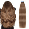 Picture of SUYYA Tape in Hair Extensions Remy Human Hair Chestnut Brown 14 inches 40g/pack 20pcs Straight Seamless Skin Weft Tape in Extensions(14 inches #6 Medium Brown)