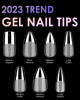 Picture of Soft Gel Nail Tips Medium Coffin, 120PCS Pre Buff Full Cover Nail Extenison Tips Half Matte Gel X Nail Tips BORNBYME