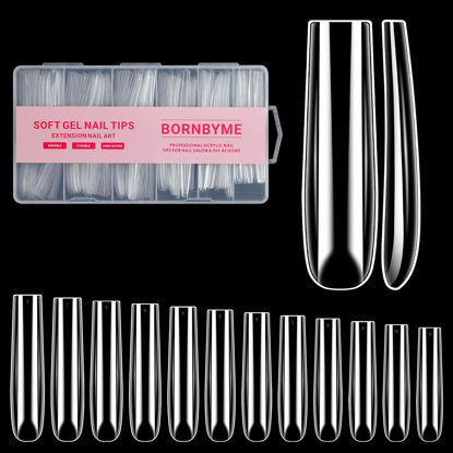 Picture of XXXL Nail Tips,BORNBYME Long Square Nail Tip Clear Nail Tips for Acrylic Nail Extension Press on Nails