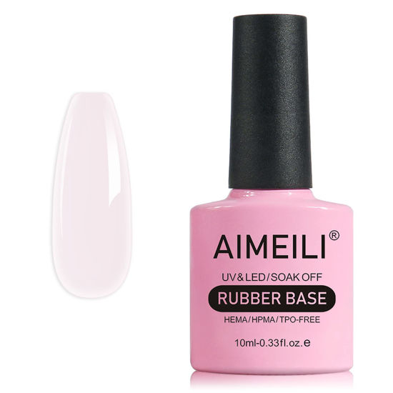 Picture of AIMEILI Hema Free Rubber Base Gel For Nails, Soak Off U V LED Clear Sheer Gel Nail Polish, 4 in 1 Nail Strengthen/Enhance/Base Coat/Color Gel Polish - (433) 10ml