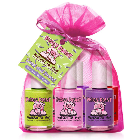 Picture of Piggy Paint | 100% Non-Toxic Girls Nail Polish | Safe, Cruelty-free, Vegan, & Low Odor for Kids | Loud & Proud (6 Polish Set)