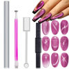Picture of HYWWPFLAY 4 Pieces Extra Large Cylindrical Cat Eye Magnet for Nails Double-Head Magnetic Gel Polish Stick Multi-Function Nail Magnet Strong Magic Cat Eye Manicure Design Tool