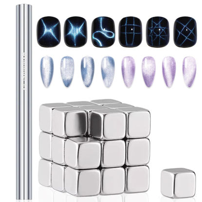 Picture of HYWWPFLAY 2Pcs/Set Cat Eye Nail Magnet Tool Square Magnet Stick Multi-Function Cat Eye Gel Nail Polish Magnetic Wand Cat Eye Nail Magnetic Magnet for Nails Salon Accessories