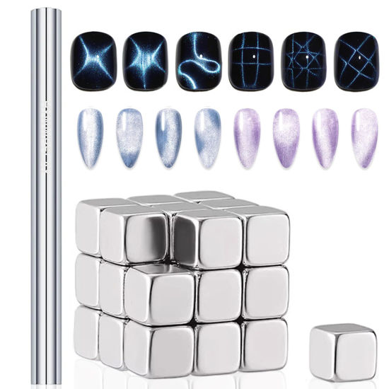 Picture of HYWWPFLAY 2Pcs/Set Cat Eye Nail Magnet Tool Square Magnet Stick Multi-Function Cat Eye Gel Nail Polish Magnetic Wand Cat Eye Nail Magnetic Magnet for Nails Salon Accessories