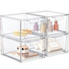Picture of SpaceHacks 4 Pack Stackable Makeup Organizer and Storage, Acrylic Organizers，Clear Plastic Storage Drawer with Handles for Vanity, Undersink, Kitchen Cabinets, Pantry