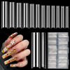 Picture of 504Pcs Clear No C Curve Nail Tips for Acrylic Nails Professional, 3XL Extra Long Tapered Square Straight Acrylic Nail Tips, Half Cover No Crease Nail Extension False Nails for DIY Nail Art 12 Sizes